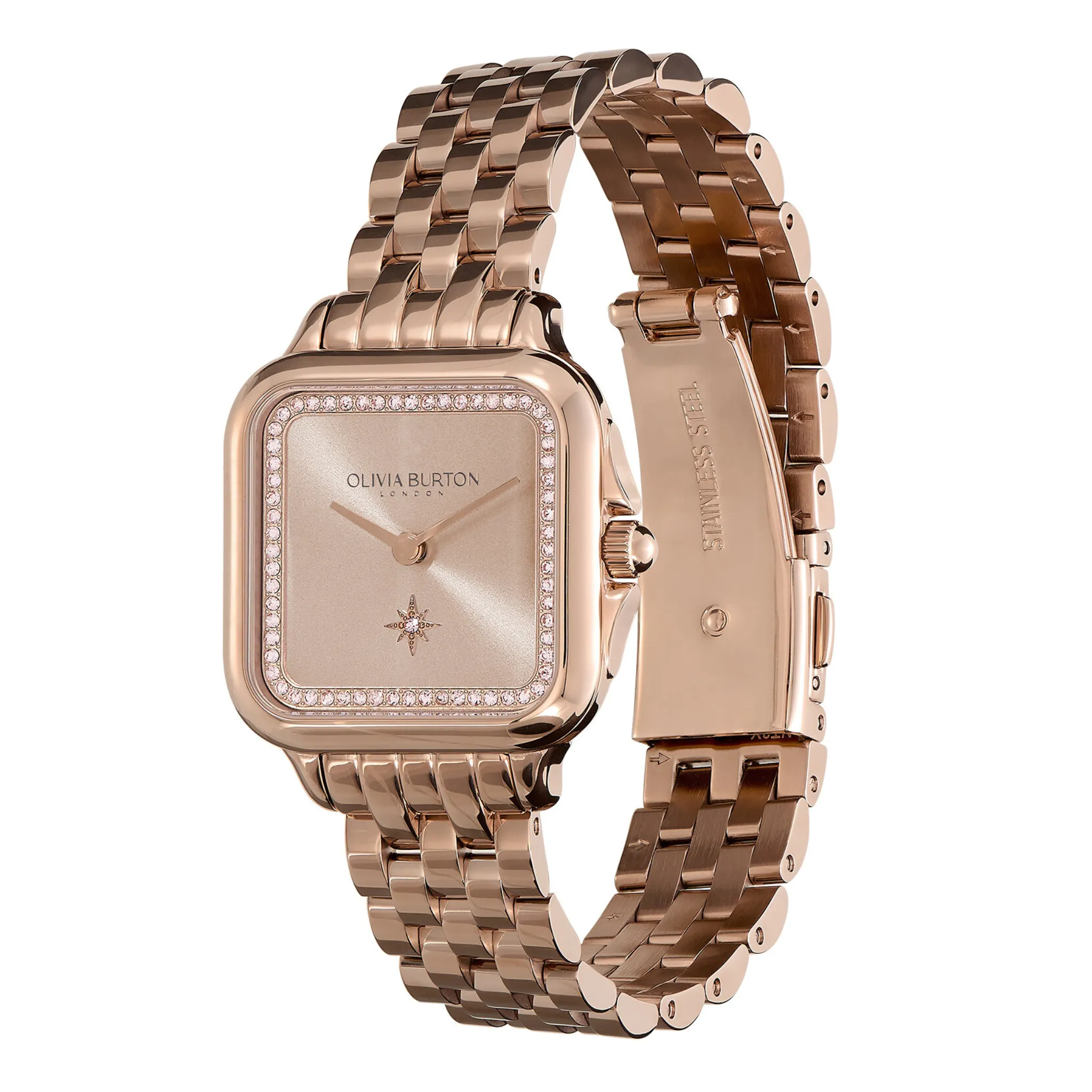 Womens Olivia Burton Pale Rose Gold Grosvenor Bracelet Watch