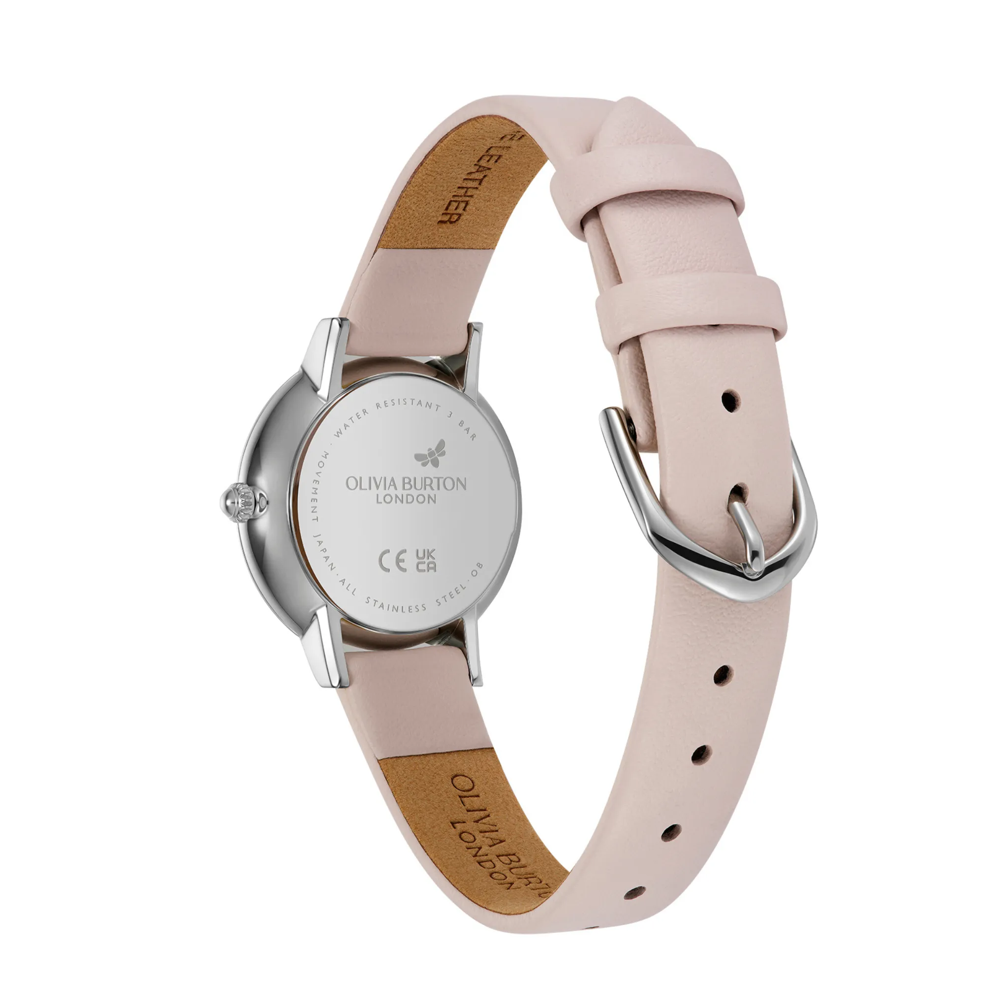Womens Olivia Burton Pink Honeycomb Ultra Slim Leather Watch