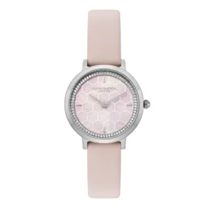Womens Olivia Burton Pink Honeycomb Ultra Slim Leather Watch