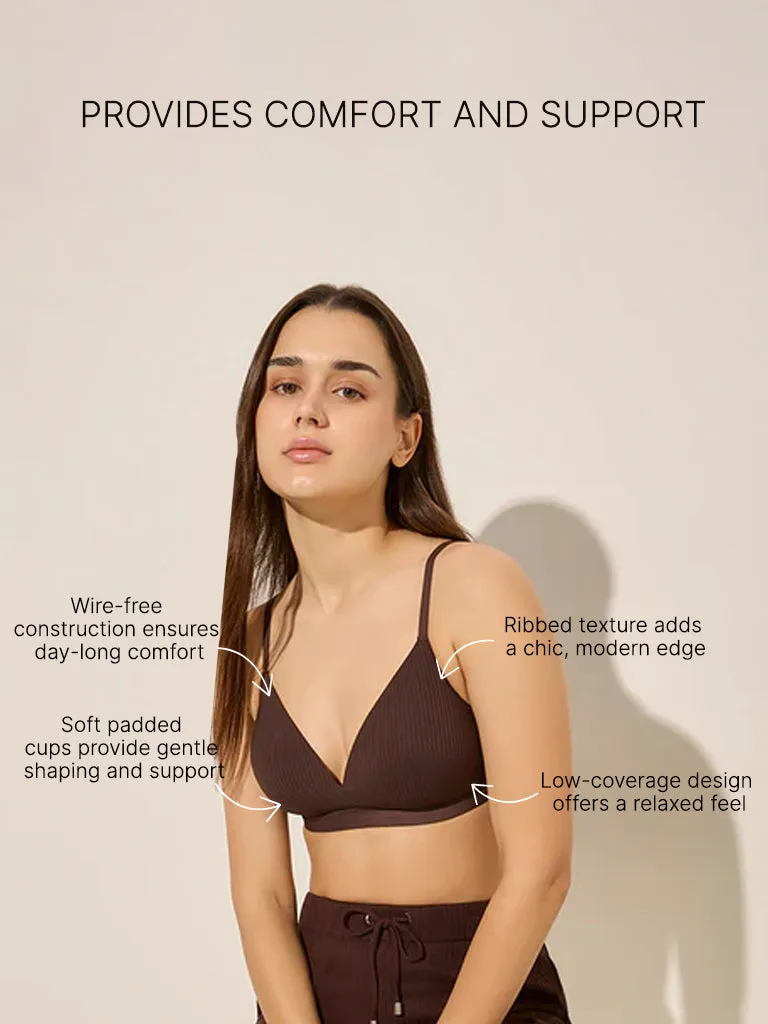 Wunderlove Brown Ribbed Padded Bra