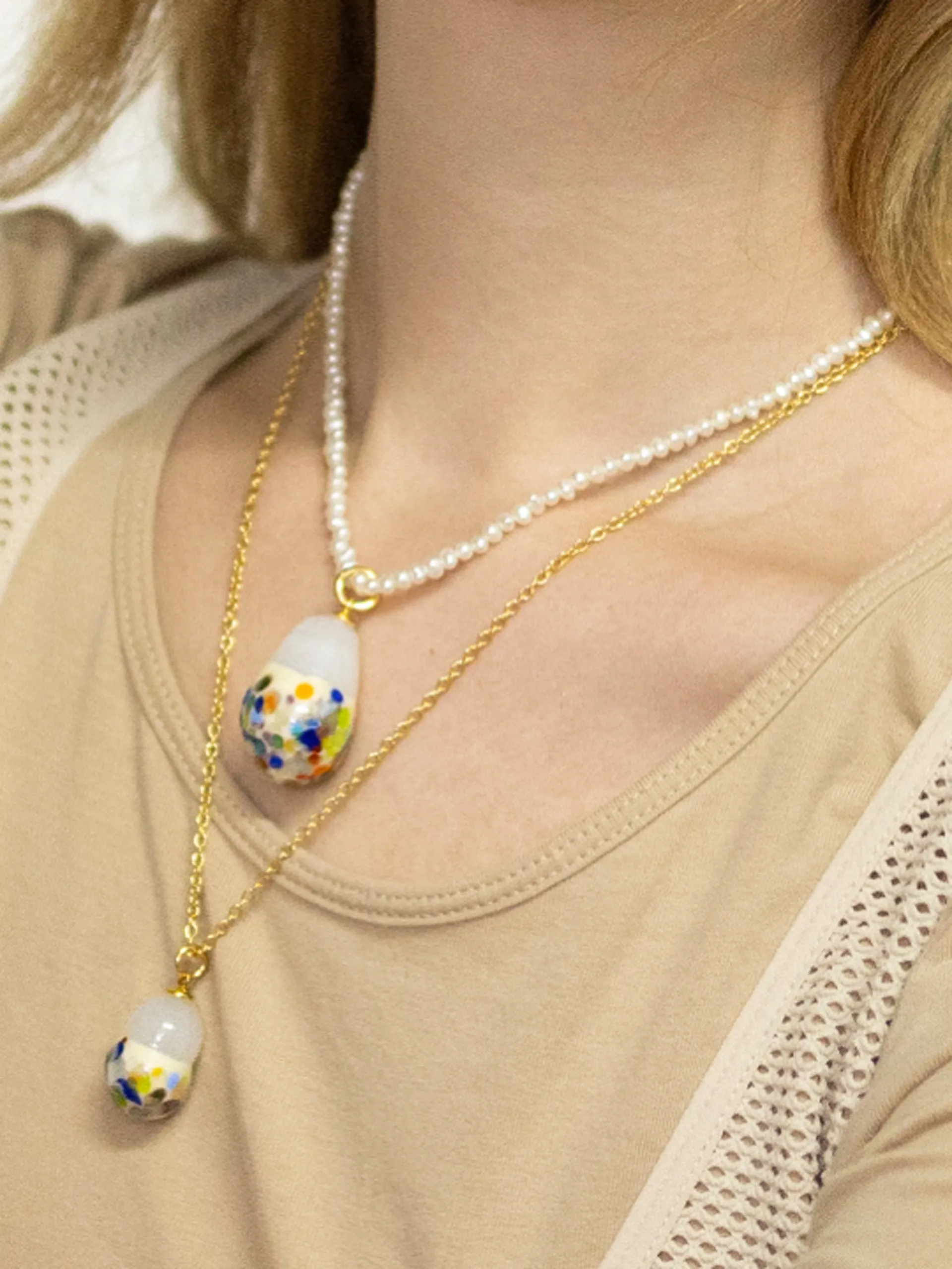 XL Zero Waste glass baroque pearl necklace