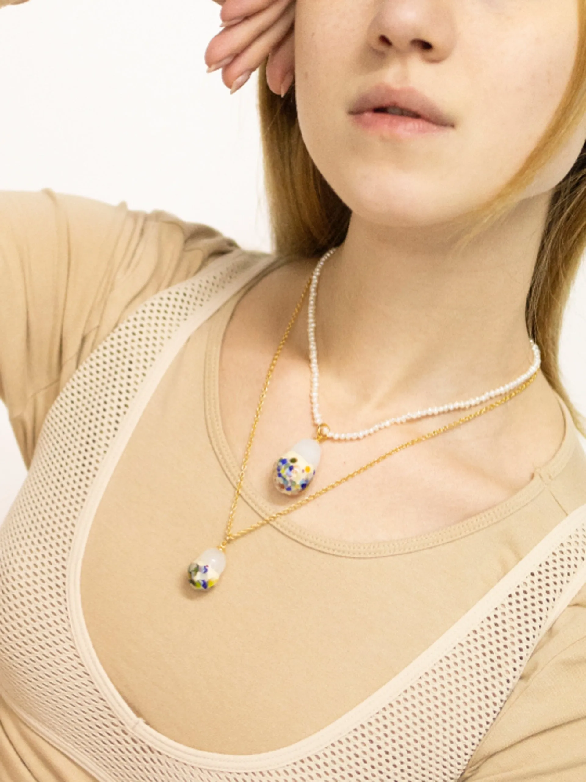XL Zero Waste glass baroque pearl necklace