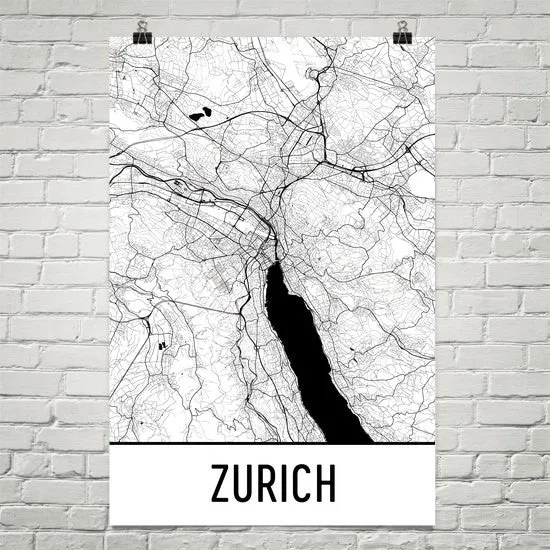 Zurich Street Map Poster